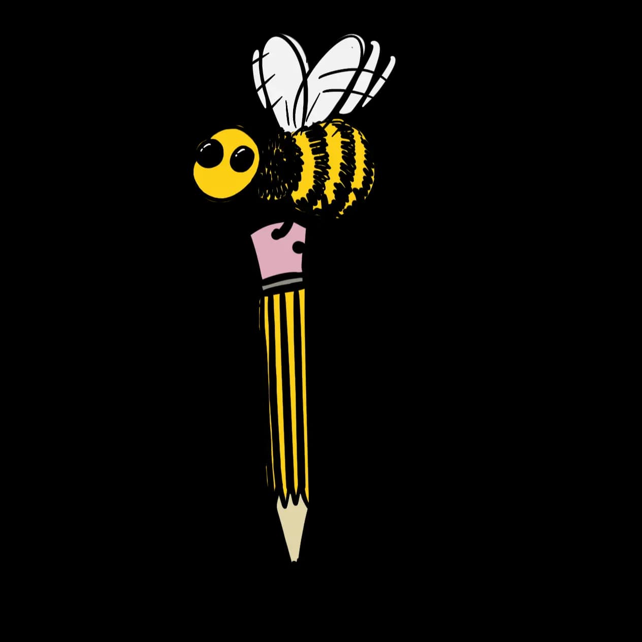 Abeja posada en un lápiz