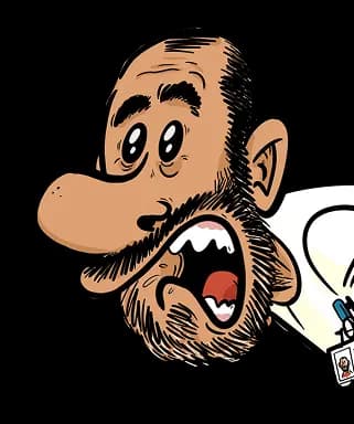 Caricatura de Félix «El Whoper» como enfermero
