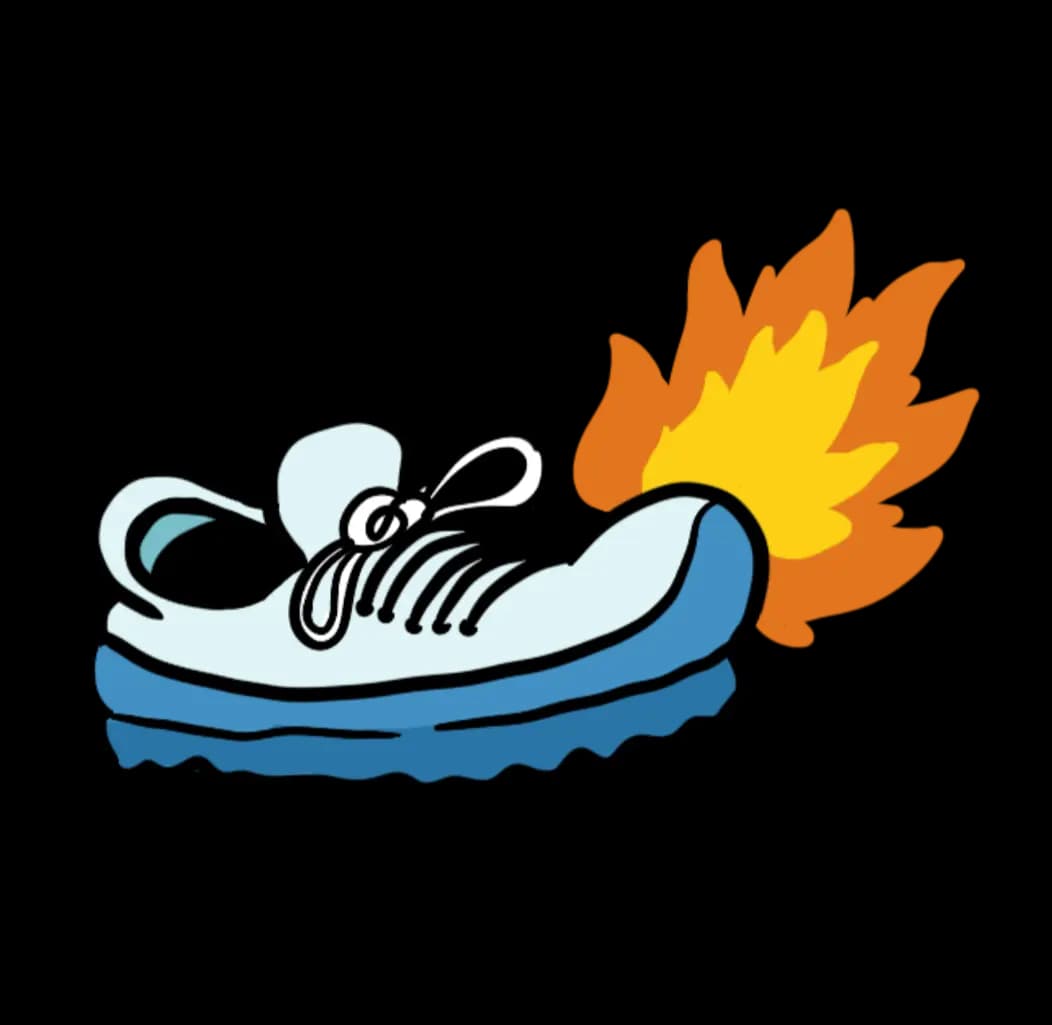 Viñeta de un zapato con fuego